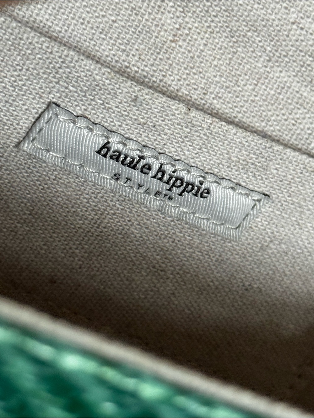 Haute Hippie Green Woven Satchel with Multicolor Floral Accents - Picture 4 of 6